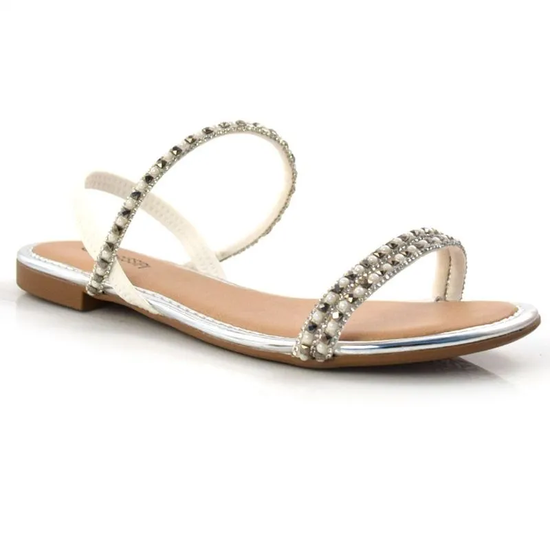 Sandália Rasteira Feminina Mississipi Branco Q6093 36
