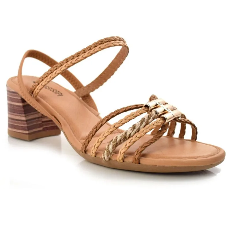 Sandália Feminina de Salto Bloco Mississipi Marrom Q5852 34