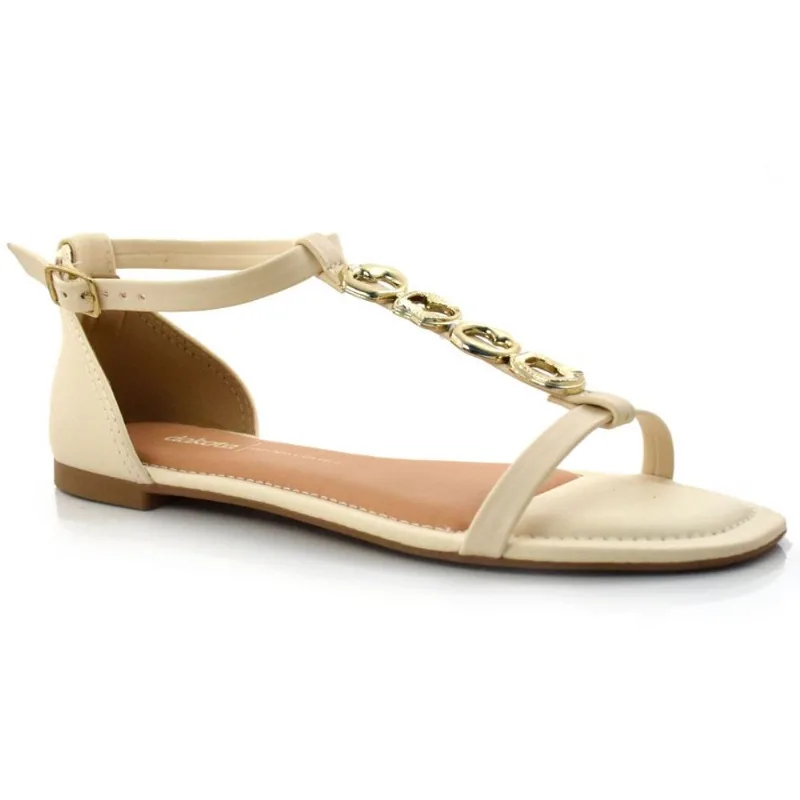 Sandália Rasteira Feminina Dakota Creme Z9173 35