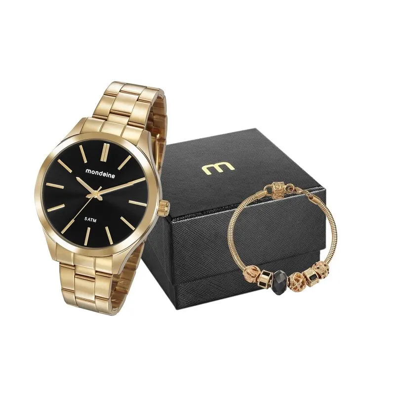 Relógio Feminino Mondaine Analógico 76730LPMVDE3K - Dourado + Pulseira