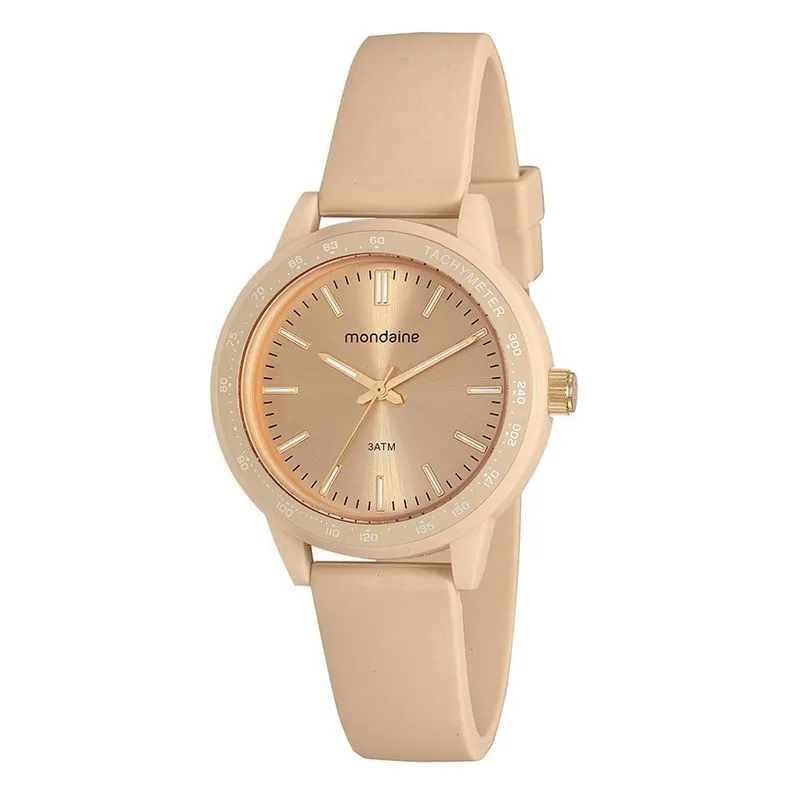 Relogio Feminino Mondaine Analógico Silicone Palha 76766L0MKNV2