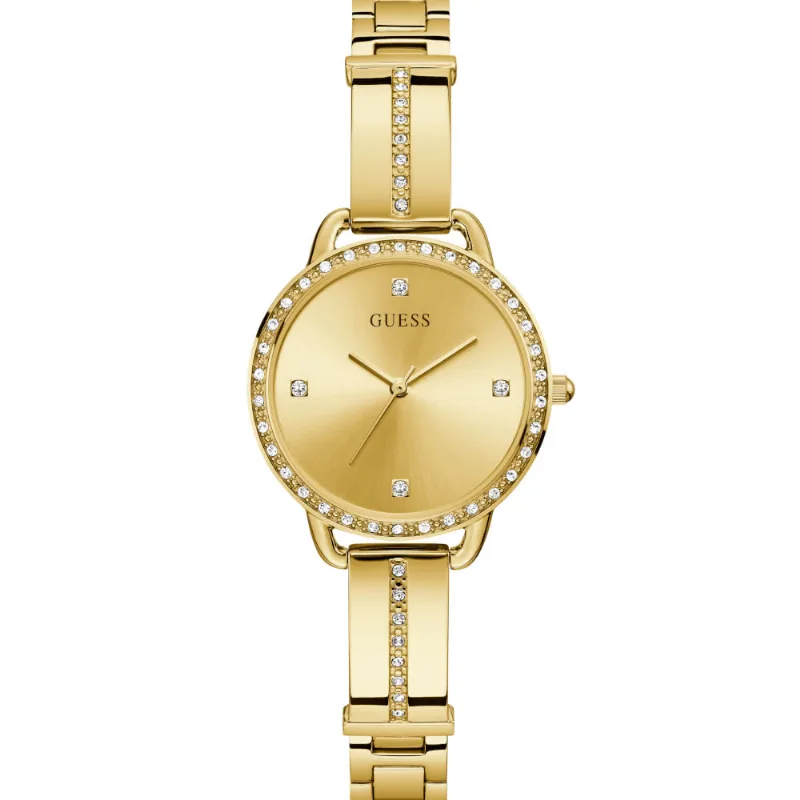 Relógio Guess Feminino Cristais Dourado