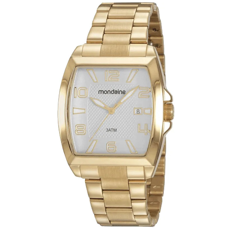 Relógio Quadrado Casual Dourado