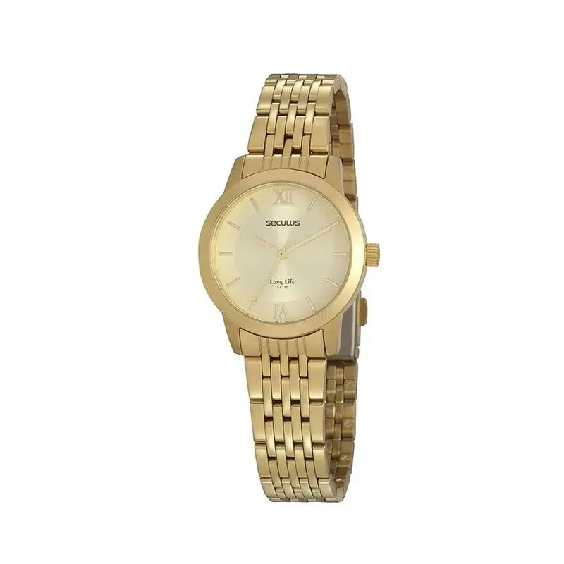 Relógio Seculus Feminino Social Dourado