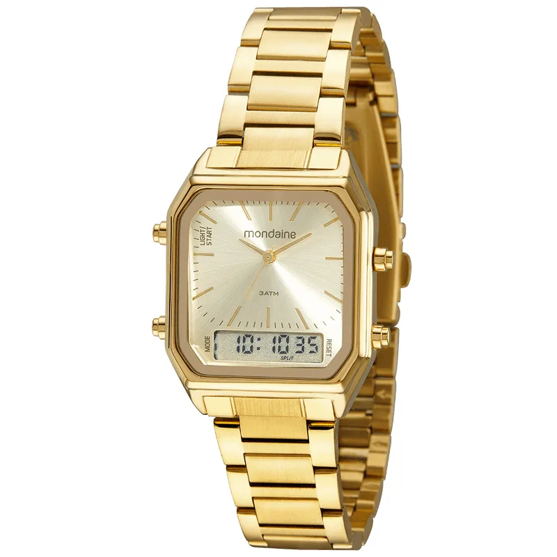 Relógio Feminino Quadrado Anadigi Dourado