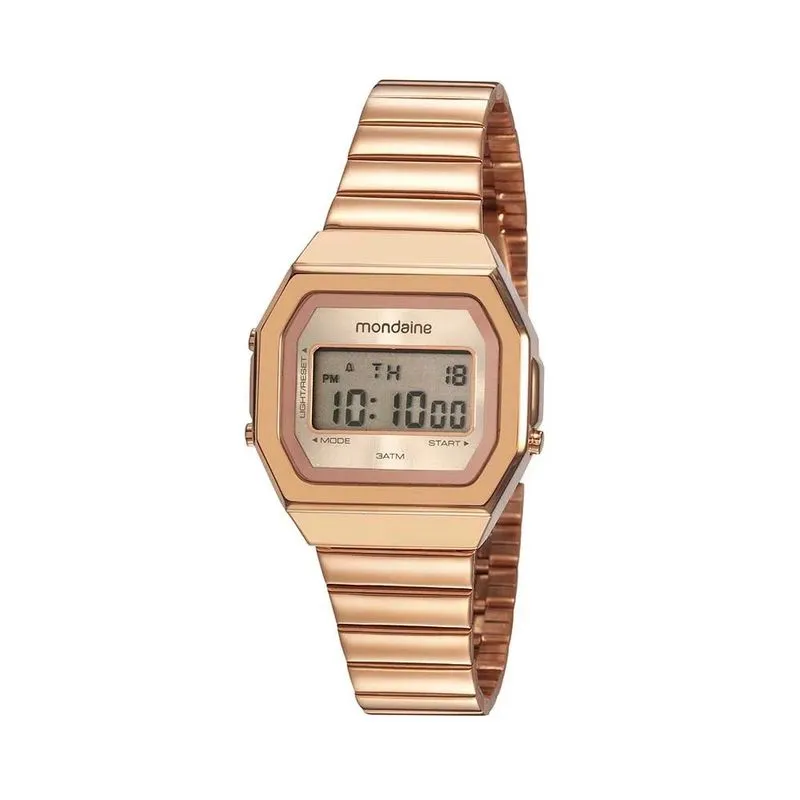 Relógio mondaine digital vintage rosé 32220LMPMVRE2