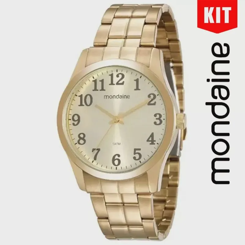 Relógio mondaine kit dourado masculino 99192GPMVDE2K3