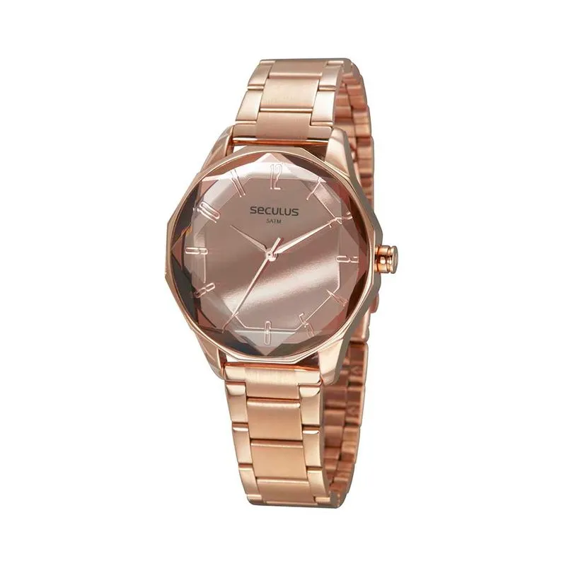 Relógio Feminino Causal Espelhado Rosé