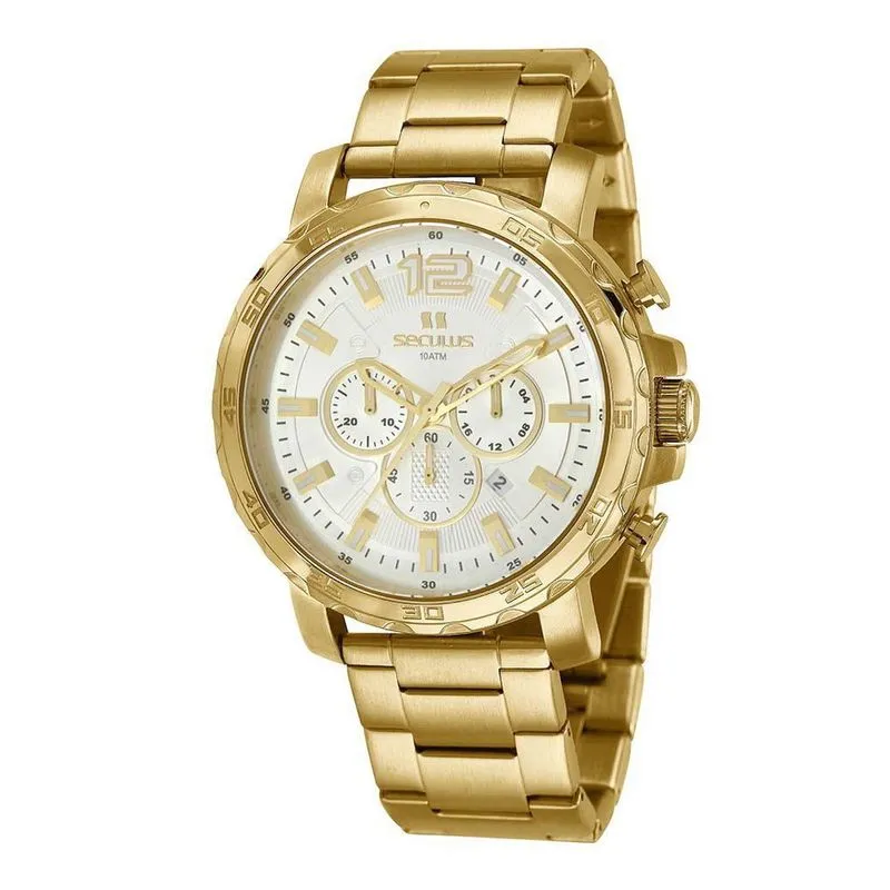 Relogio Seculus Masculino Dourado Cronografo 20985Gpsvda3