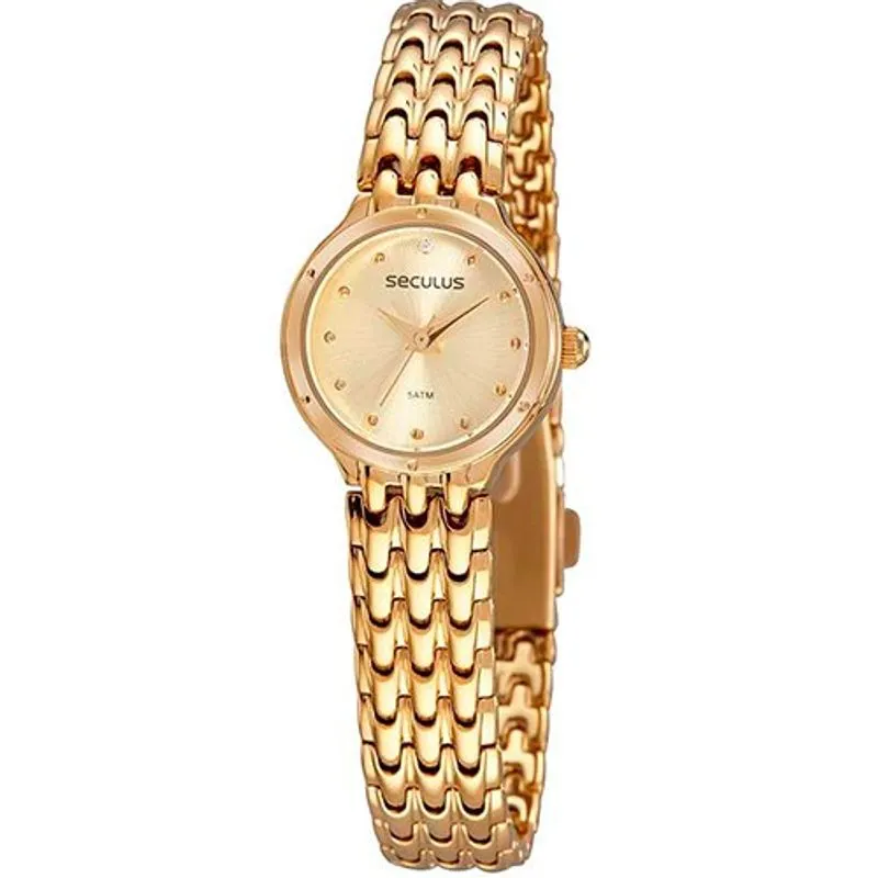 Relógio Seculus Analógico Dourado 77096LPSVDB1