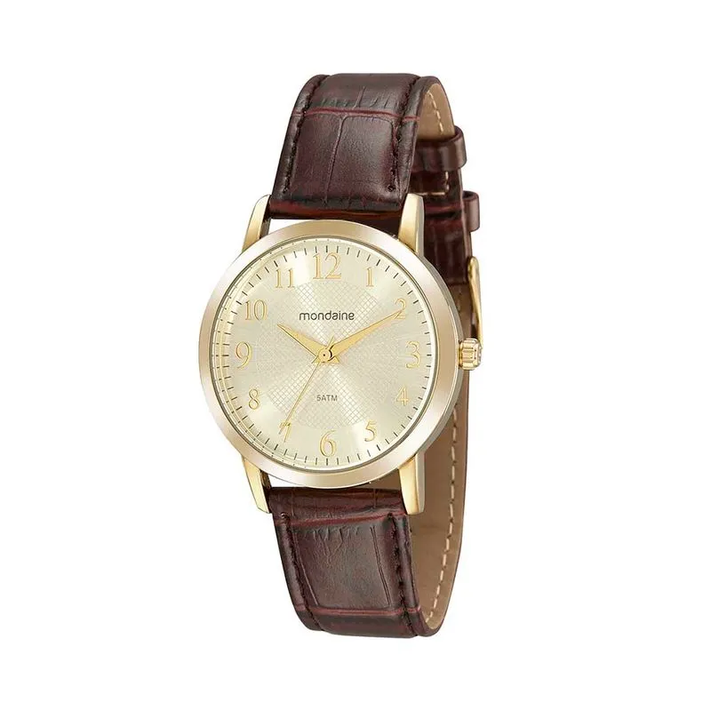 Relógio Feminino Casual Visor Texturizado Dourado
