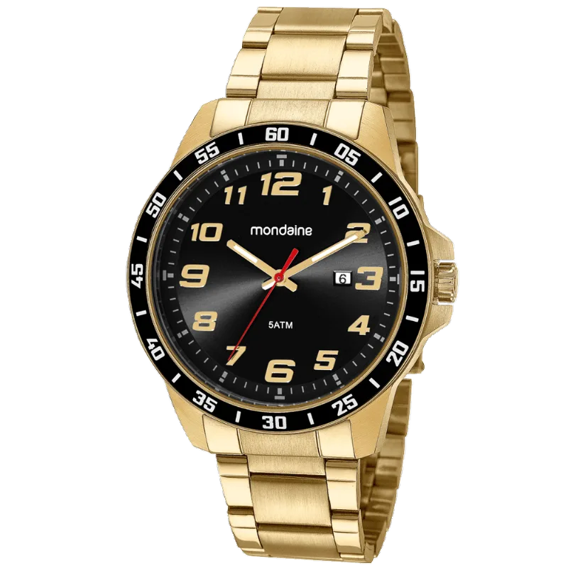 Relógio Masculino Calendário Casual Dourado