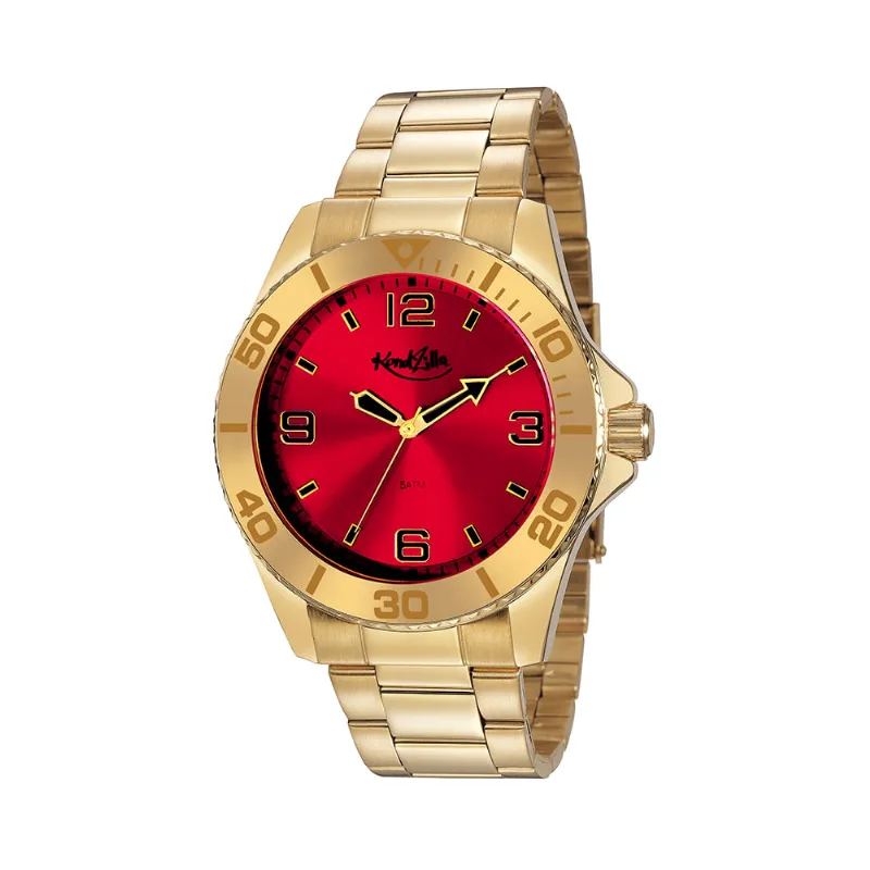 Relógio Masculino KondZilla Visor Vermelho Dourado