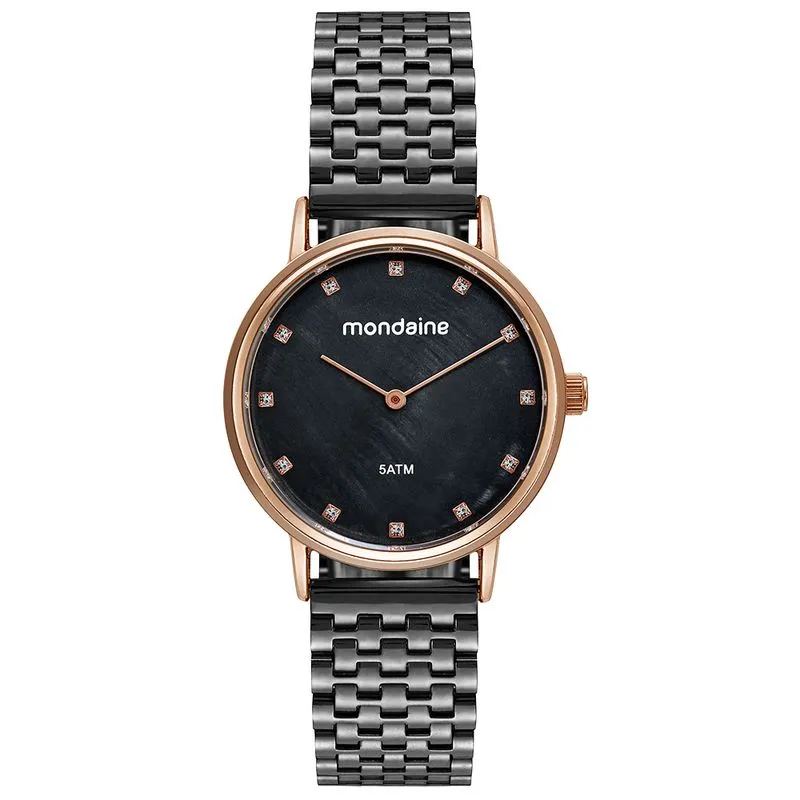Relógio Feminino Madrepérola Cristais Rosé