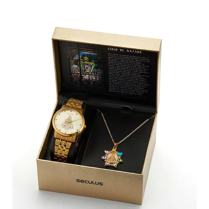 Relógio De Pulso Feminino + Acessório 20967lpskda1k1 - Seculus