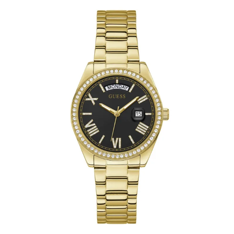 Relógio Guess Feminino Com Calendário Dourado