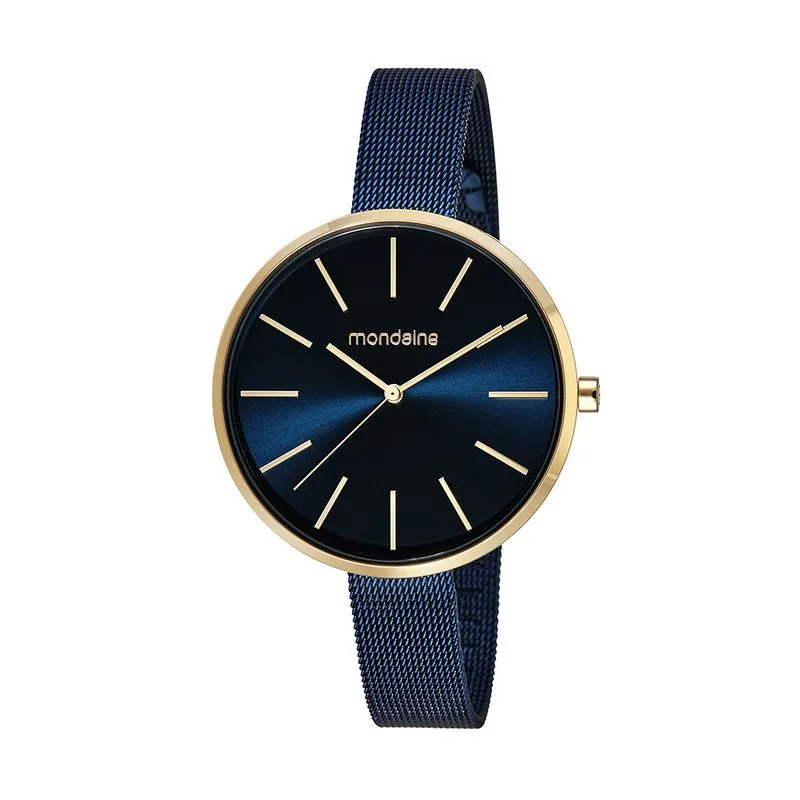 Relógio Feminino Malha de Aço Azul