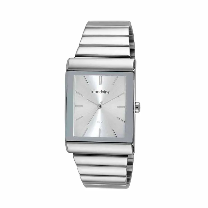 Relógio Feminino Quadrado Bracelete Prata