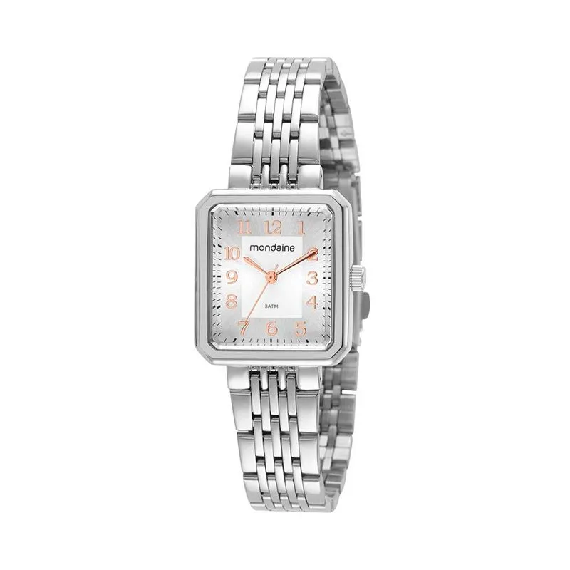 Relógio Feminino Quadrado Casual Prata