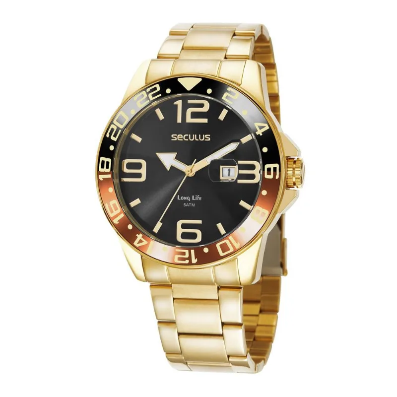 Relógio Seculus Masculino Ref: 44012gpsvda2 Esportivo Dourado