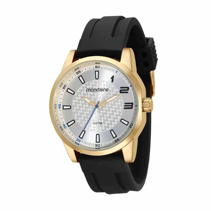 Relógio Masculino Casual Silicone Dourado