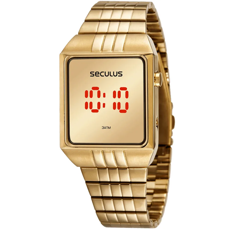 Relógio Feminino Quadrado Digital Dourado