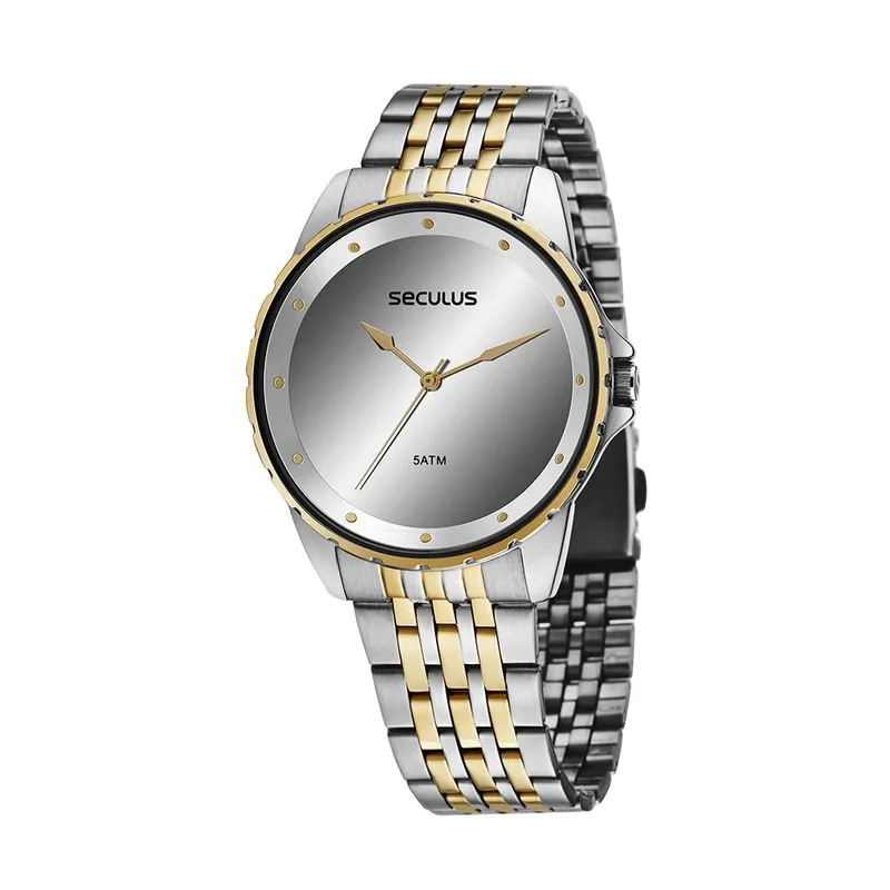 Relógio Feminino Moderno Prata e Dourado