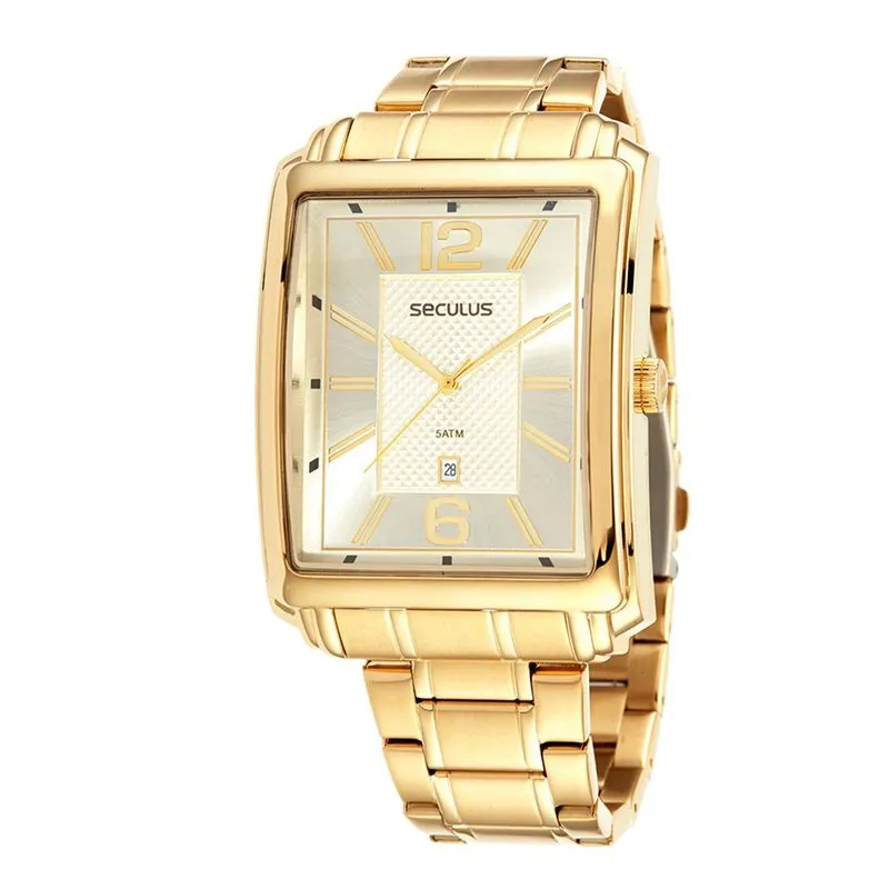 Relogio De Pulso Masculino Dourado 23706gpsvda1 - Seculus
