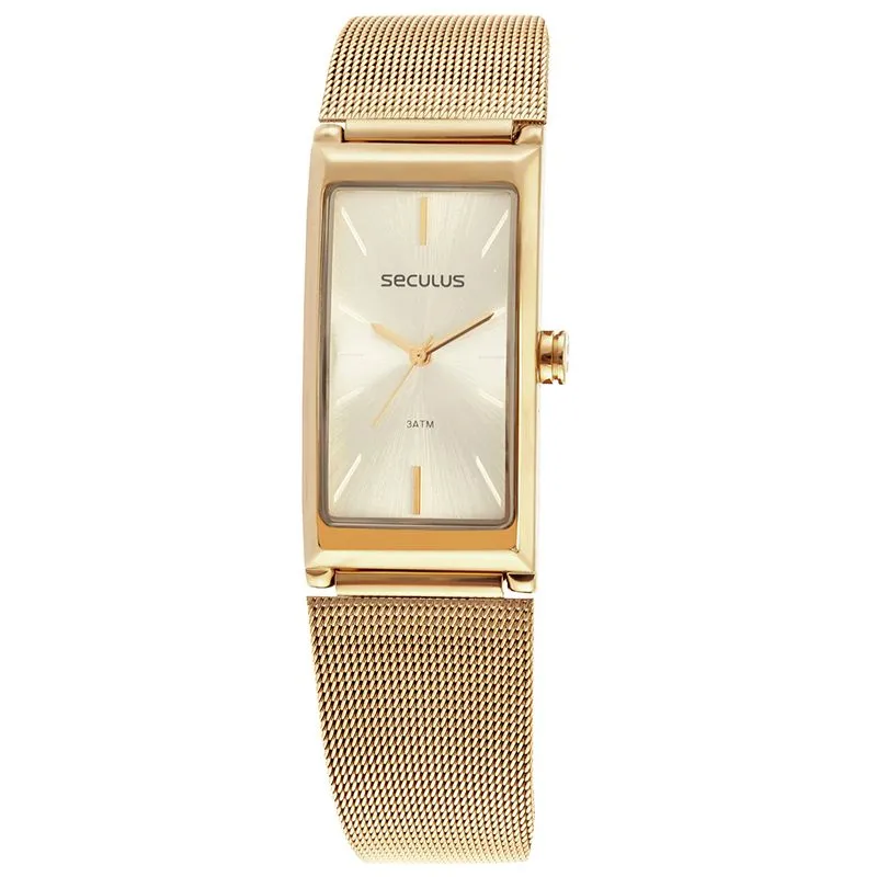 Relógio Feminino Quadrado Dourado
