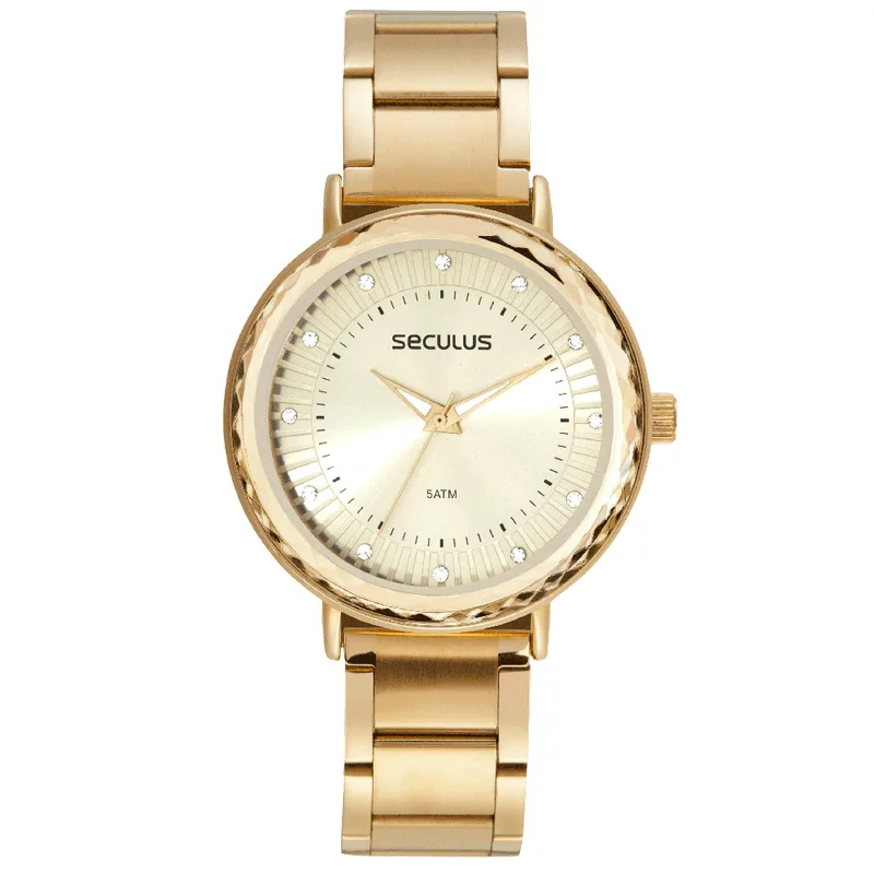 Relógio Feminino Cristais Dourado