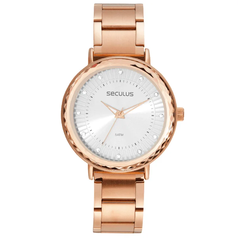 Relógio Feminino Vidro Facetado Rose