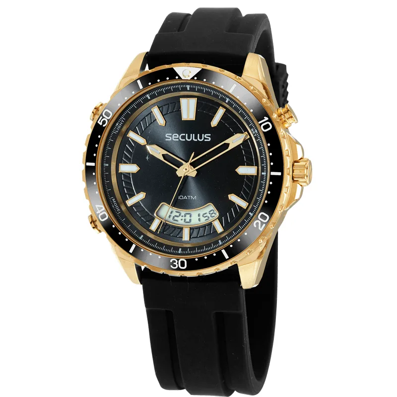 Relógio Masculino Anadigi Silicone Preto