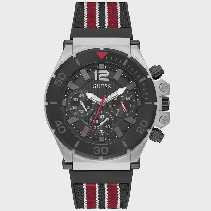 Relógio guess masculino preto vermelho borracha GW0415G1
