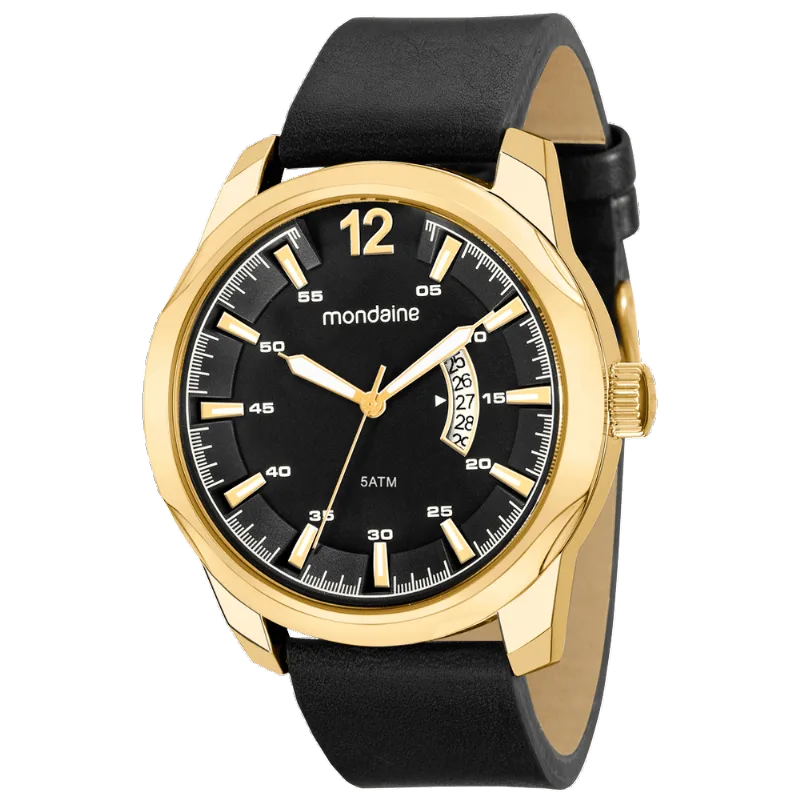 Relógio Masculino Calendário Casual Preto