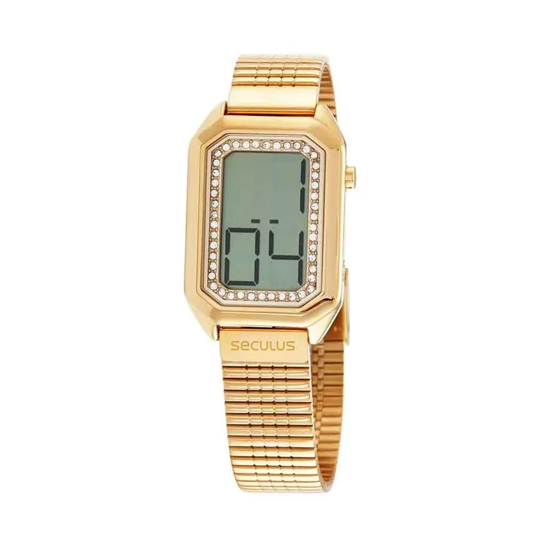 Relógio Feminino Digital Moderno Dourado