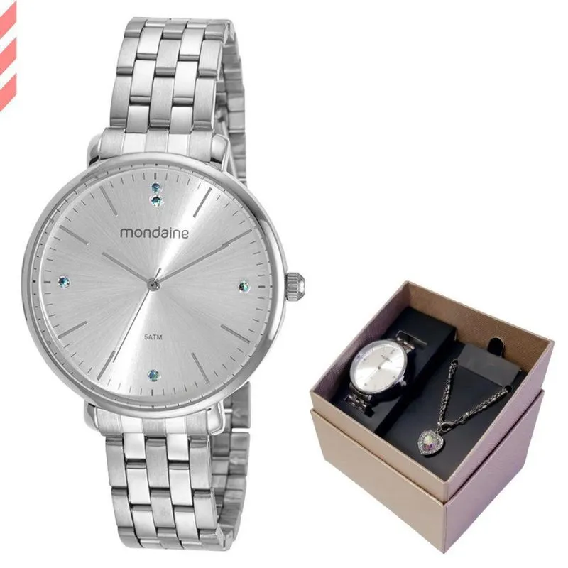 Kit Relogio Feminino Prata Mondaine 32462L0Mkne2