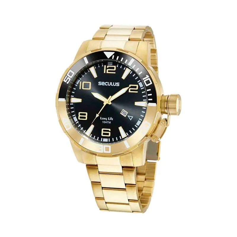 Relógio Masculino Esportivo Dourado