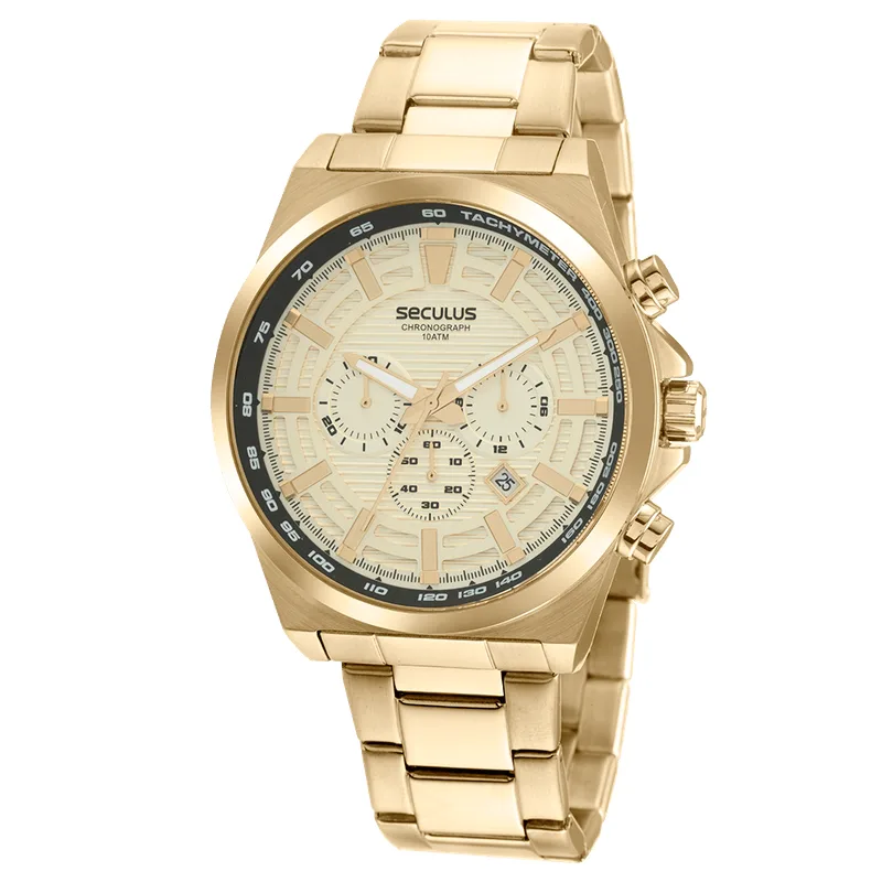 Relógio Masculino Cronógrafo Dourado