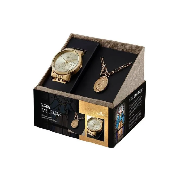 Kit De Relógio Seculus Feminino Nossa Senhora Das Graças - 44039Lpskda1K1