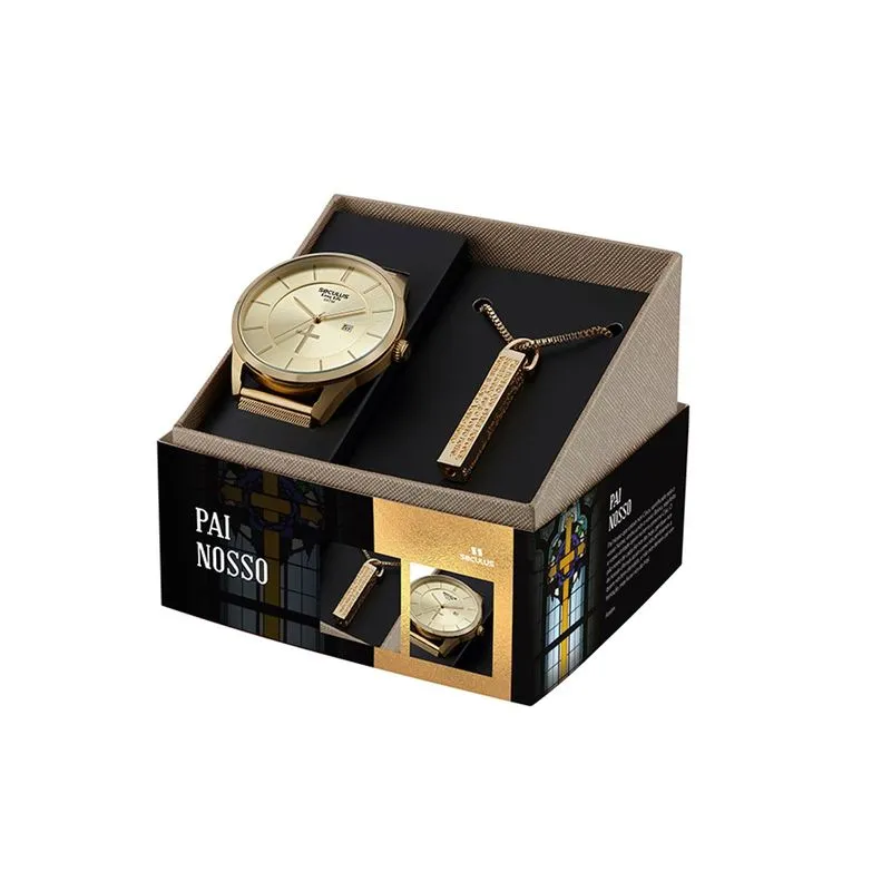Relógio De Pulso Masculino + Acessório 44041gpskda1k1 - Seculus