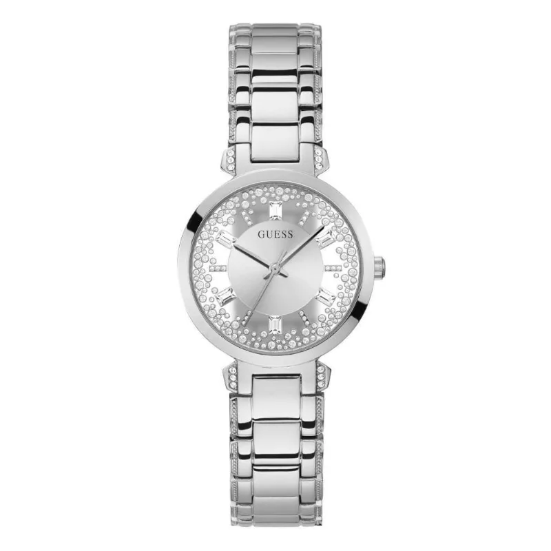 Relógio Feminino Caixa Pequena Analógico Pulseira Aço Inox Prata Guess