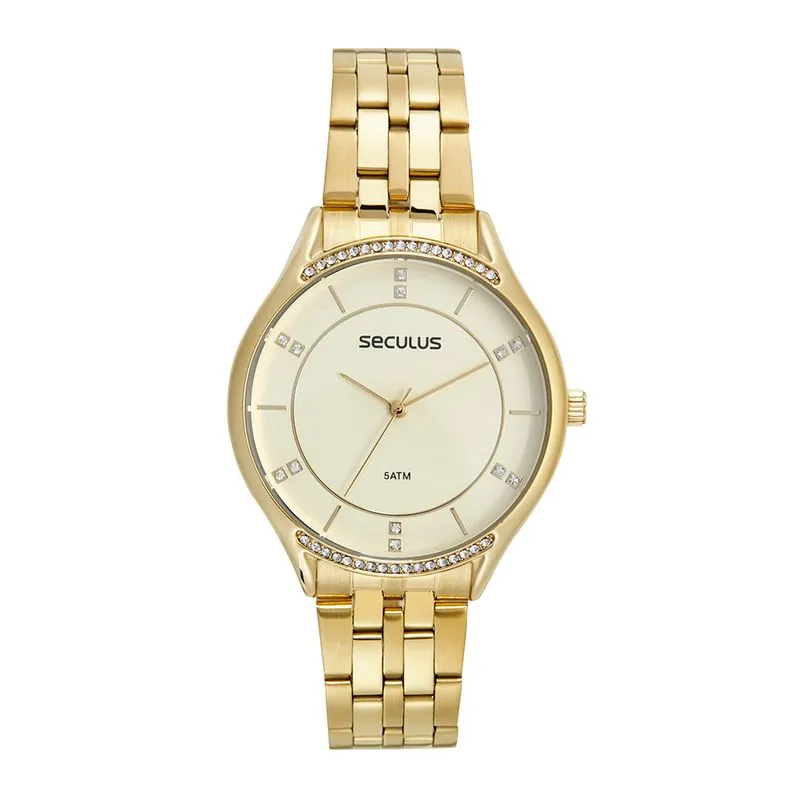 Relógio Feminino Cristais Dourado