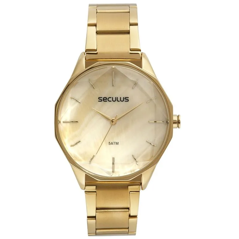 Relogio De Pulso Feminino Dourado 77165lpsvds2 - Seculus