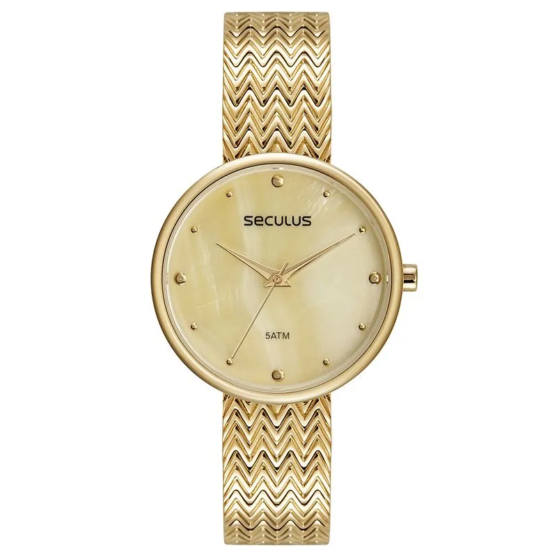 Relógio Feminino Madrepérola Dourado
