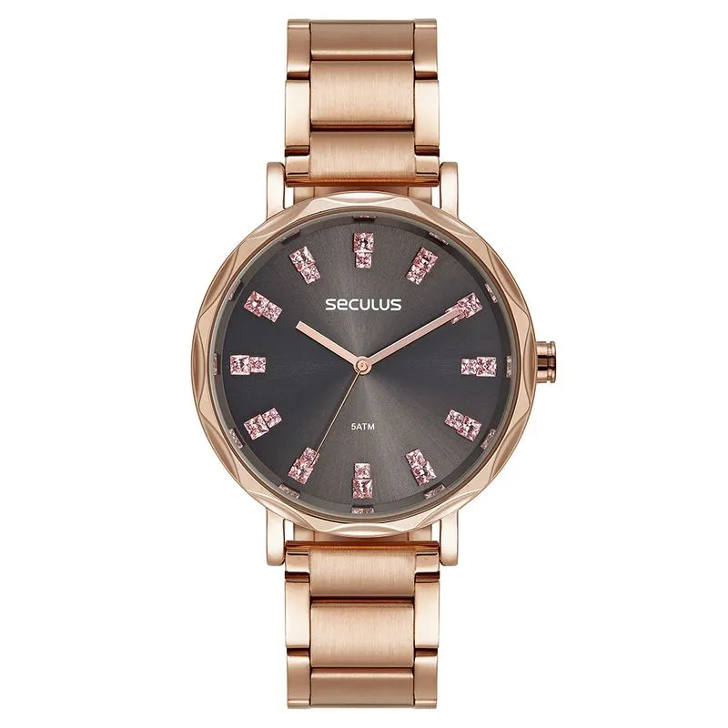 Relógio Feminino Cristais Rosé