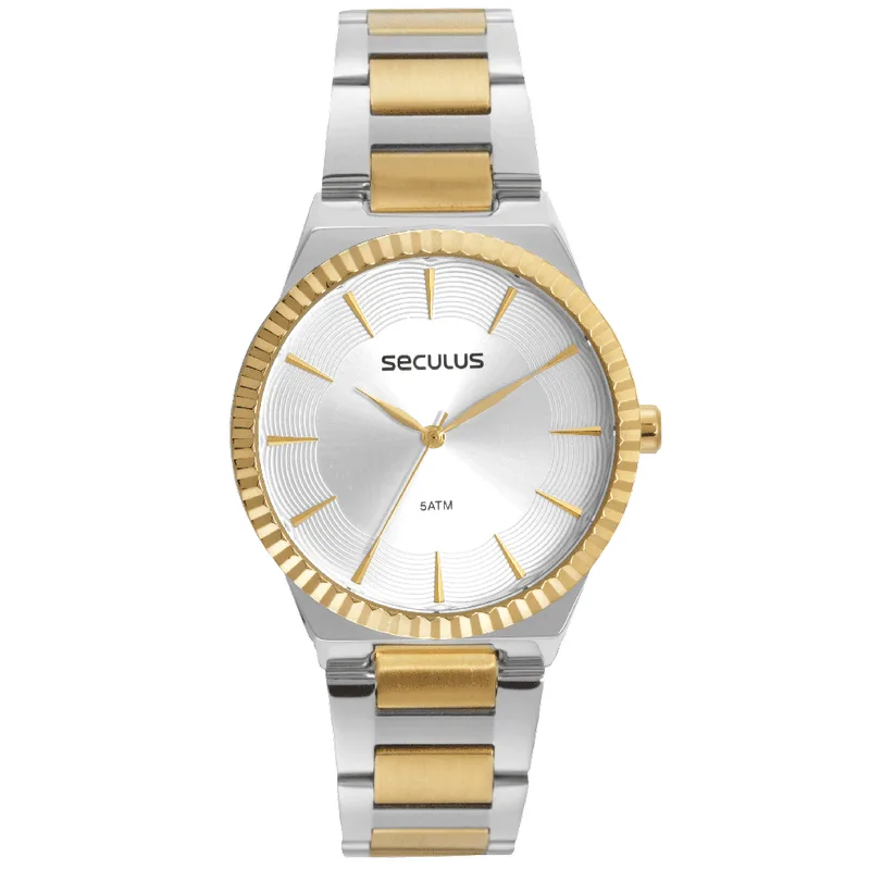 Relógio Feminino Casual Prata e Dourado