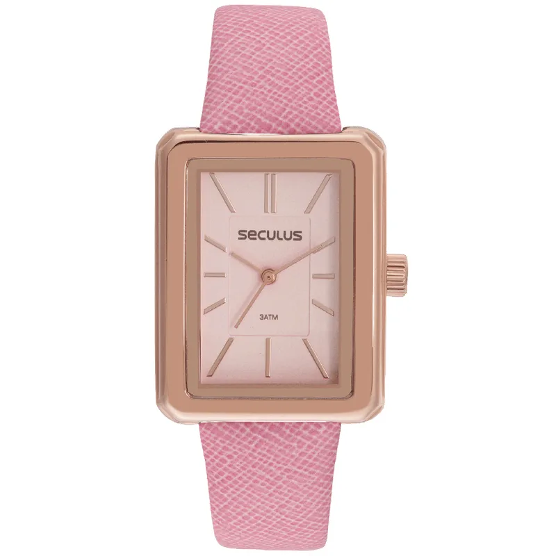 Relógio Feminino Quadrado Minimalista Rosa