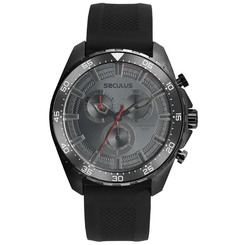 Relógio Masculino Cronógrafo Silicone Preto
