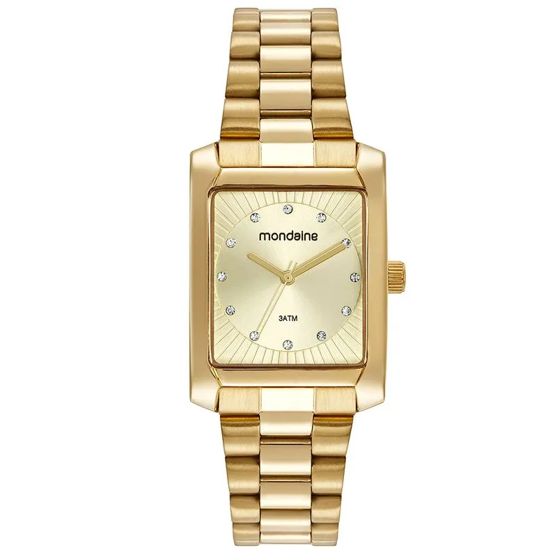 Relógio Feminino Quadrado Dourado