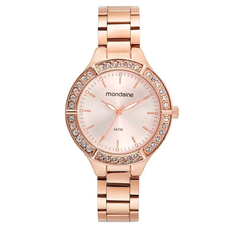 Relógio Feminino Cristais Rosé